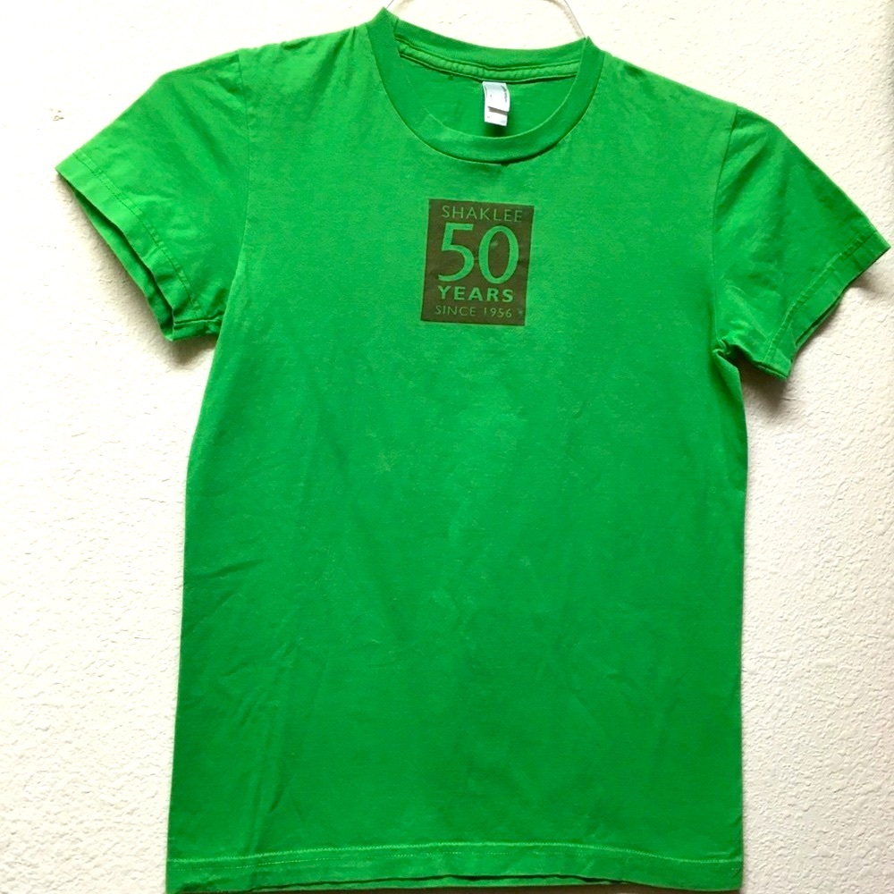 Shaklee green  t-shirt “50 years since 1956”womens Medium marketing top